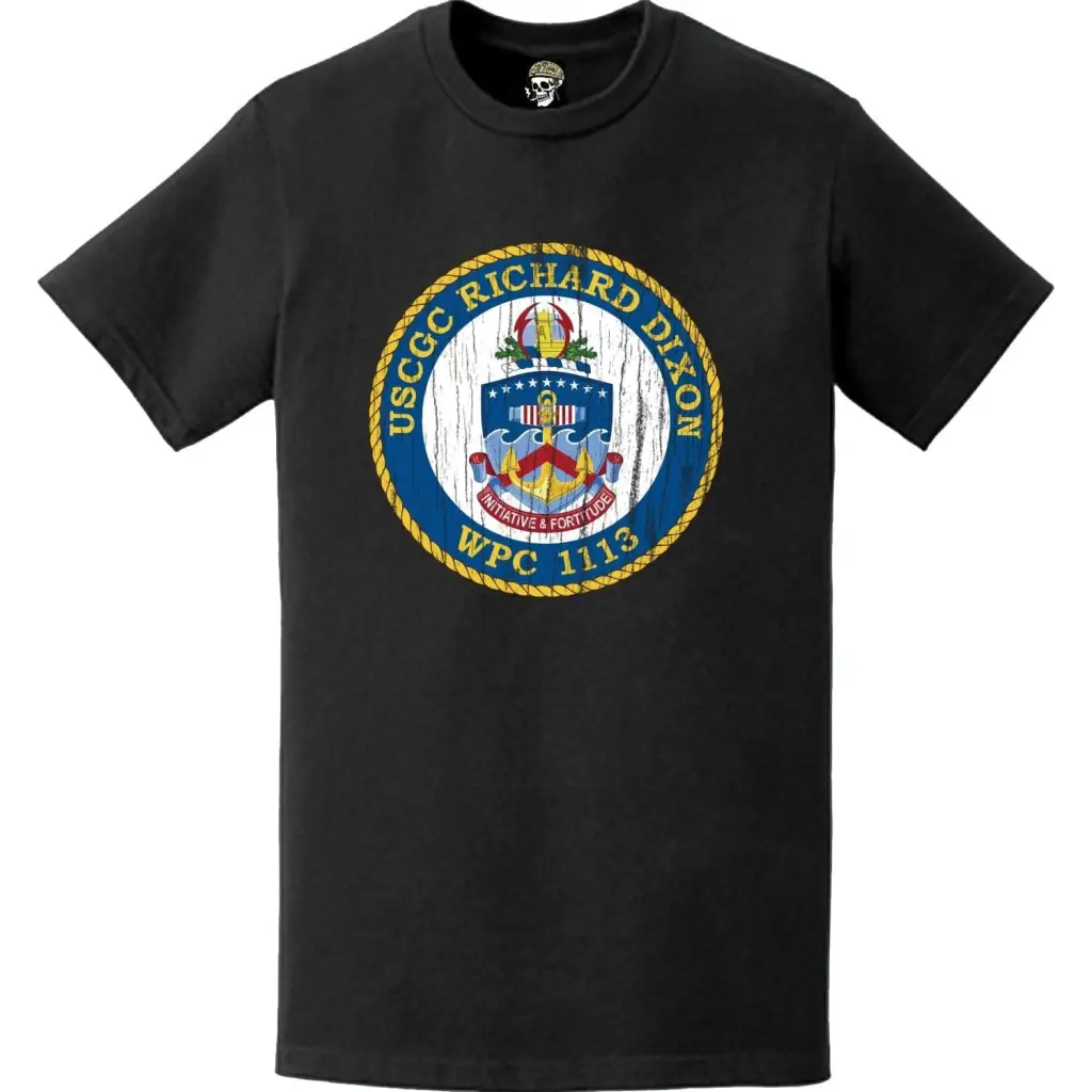 Distressed USCGC Richard Dixon (WPC-1113) Ship's Crest Emblem Logo T-Shirt Tactically Acquired   