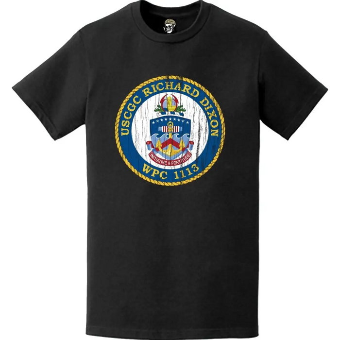 Distressed USCGC Richard Dixon (WPC-1113) Ship's Crest Emblem Logo T-Shirt Tactically Acquired   