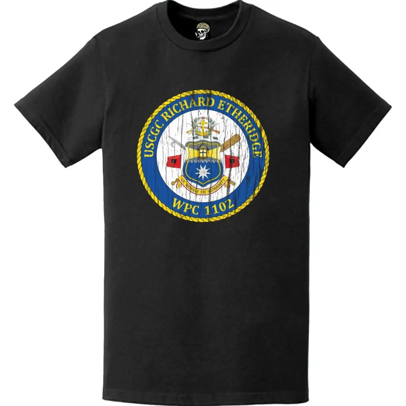 Distressed USCGC Richard Etheridge (WPC-1102) Ship's Crest Emblem Logo T-Shirt