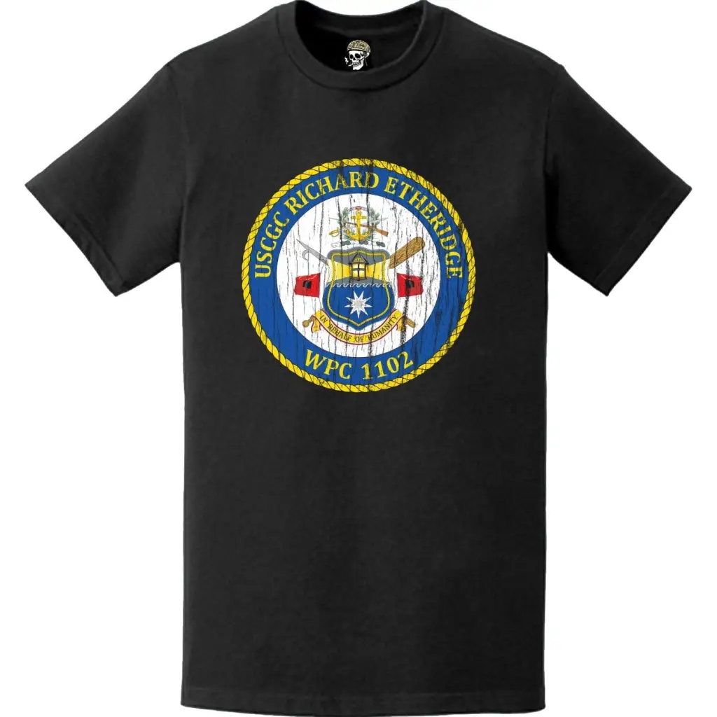 Distressed USCGC Richard Etheridge (WPC-1102) Ship's Crest Emblem Logo T-Shirt Tactically Acquired   