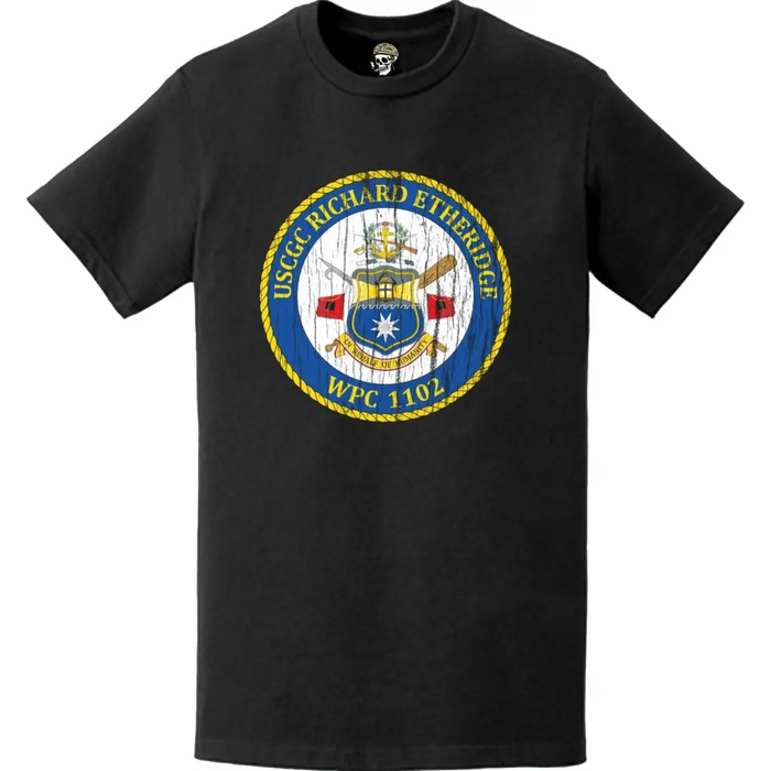Distressed USCGC Richard Etheridge (WPC-1102) Ship's Crest Emblem Logo T-Shirt Tactically Acquired   