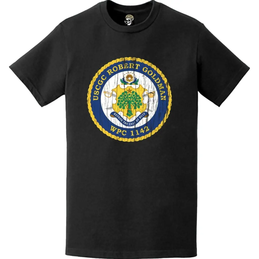 Distressed USCGC Robert Goldman (WPC-1142) Ship's Crest Emblem Logo T-Shirt Tactically Acquired   