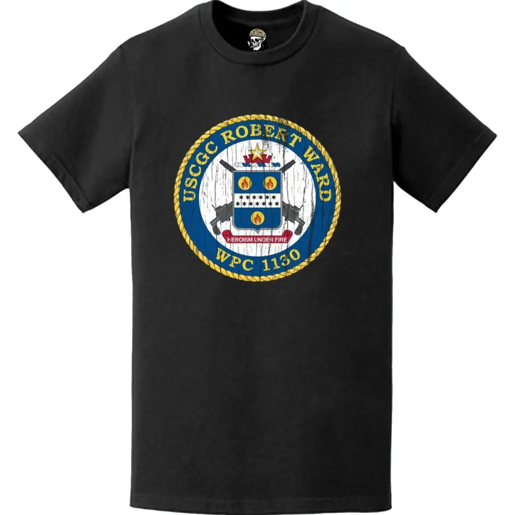 Distressed USCGC Robert Ward (WPC-1130) Ship's Crest Emblem Logo T-Shirt Tactically Acquired   