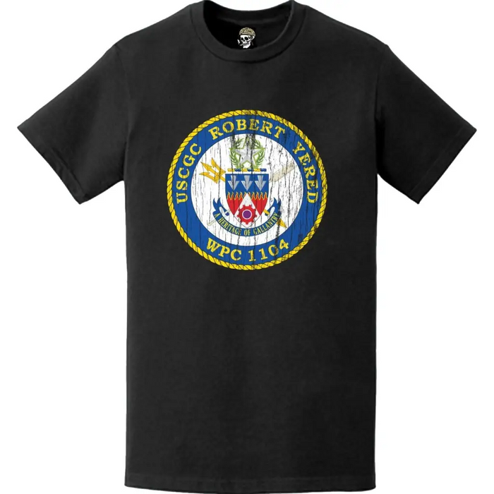 Distressed USCGC Robert Yered (WPC-1104) Ship's Crest Emblem Logo T-Shirt Tactically Acquired   