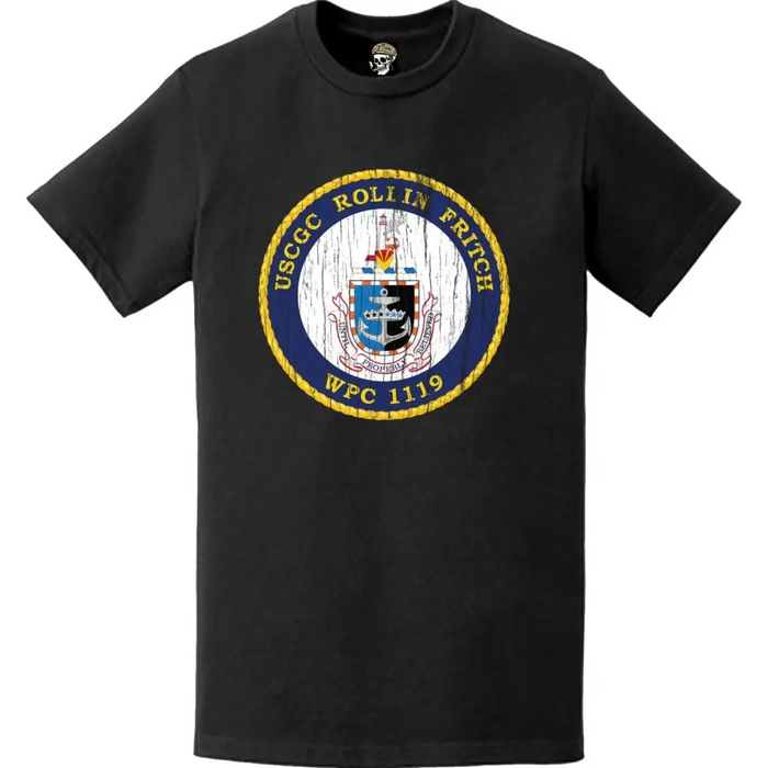 Distressed USCGC Rollin Fritch (WPC-1119) Ship's Crest Emblem Logo T-Shirt Tactically Acquired   