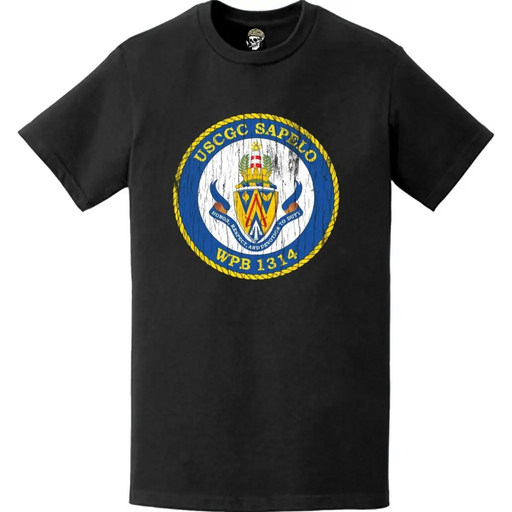 Distressed USCGC Sapelo (WPB-1314) Ship's Crest Emblem Logo T-Shirt Tactically Acquired   