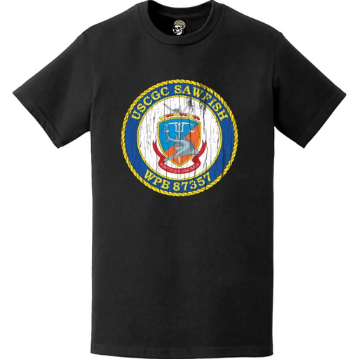 Distressed USCGC Sawfish (WPB-87357) Ship's Crest Emblem Logo T-Shirt Tactically Acquired   