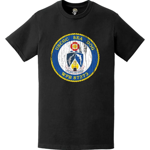 Distressed USCGC Sea Dog (WPB-87373) Ship's Crest Emblem Logo T-Shirt Tactically Acquired   