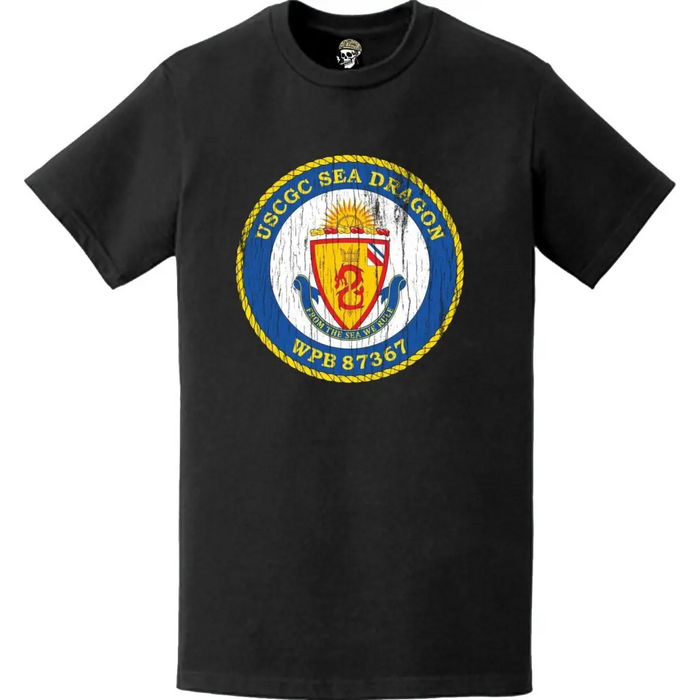 Distressed USCGC Sea Dragon (WPB-87367) Ship's Crest Emblem Logo T-Shirt Tactically Acquired   