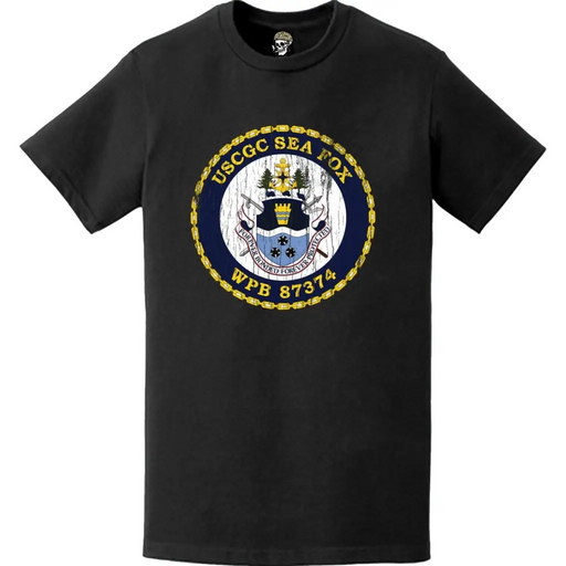 Distressed USCGC Sea Fox (WPB-87374) Ship's Crest Emblem Logo T-Shirt Tactically Acquired   