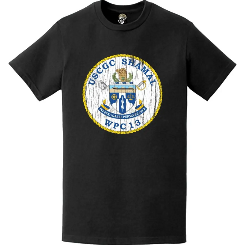 Distressed USCGC Shamal (WPC-13) Ship's Crest Emblem Logo T-Shirt