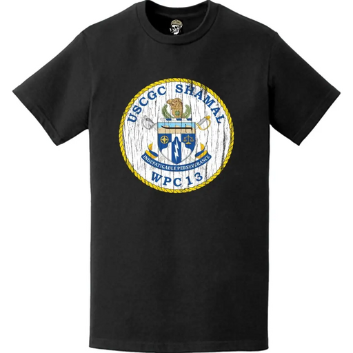 Distressed USCGC Shamal (WPC-13) Ship's Crest Emblem Logo T-Shirt Tactically Acquired   