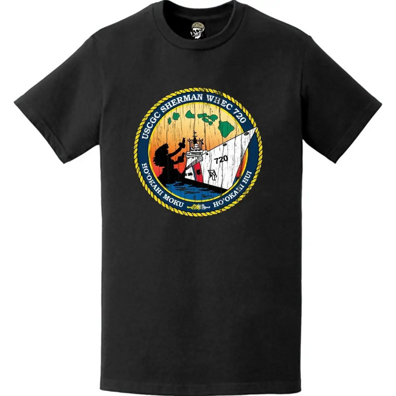 Distressed USCGC Sherman (WHEC-720) Ship's Crest Emblem Logo T-Shirt