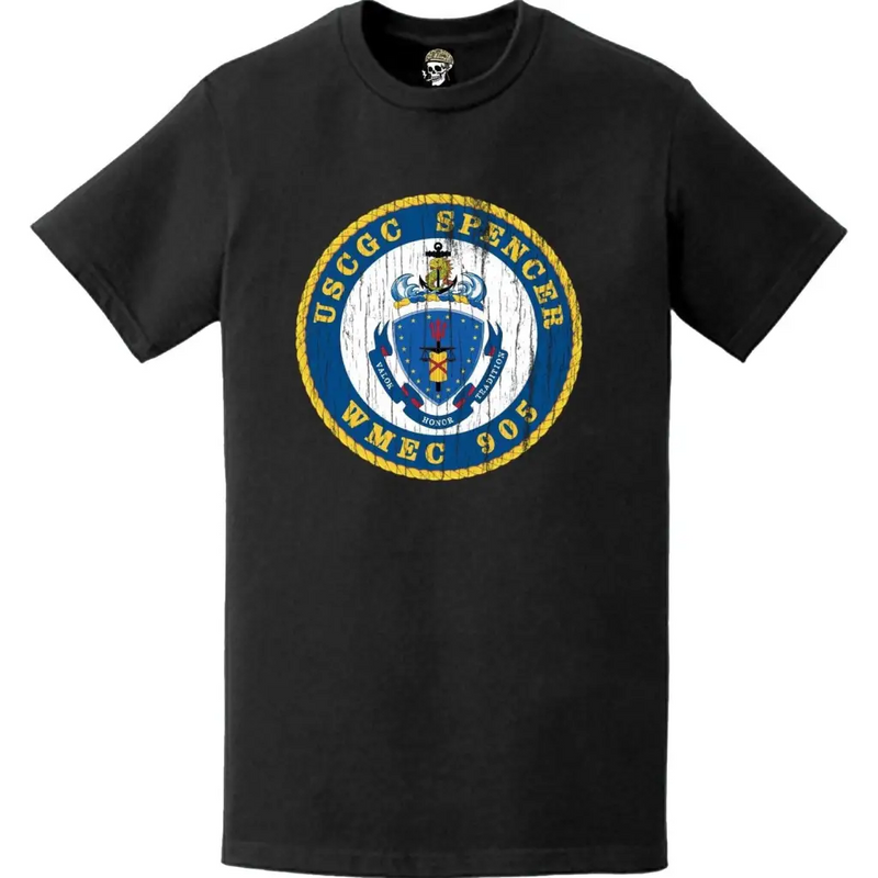 Distressed USCGC Spencer (WMEC-905) Ship's Crest Emblem Logo T-Shirt