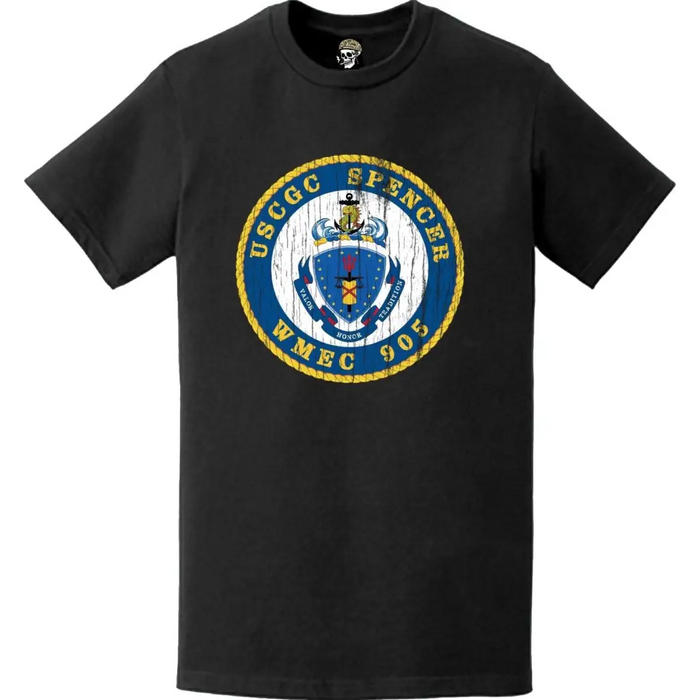 Distressed USCGC Spencer (WMEC-905) Ship's Crest Emblem Logo T-Shirt Tactically Acquired   