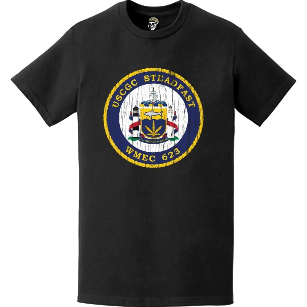 Distressed USCGC Steadfast (WMEC-623) Ship's Crest Emblem Logo T-Shirt Tactically Acquired   