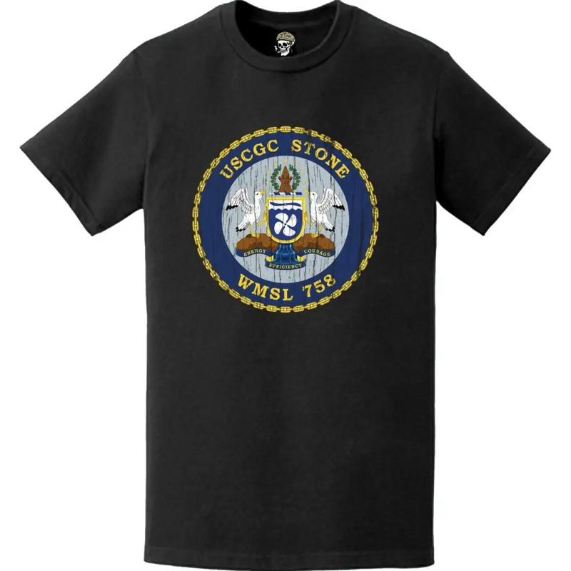Distressed USCGC Stone (WMSL-758) Ship's Crest Emblem Logo T-Shirt