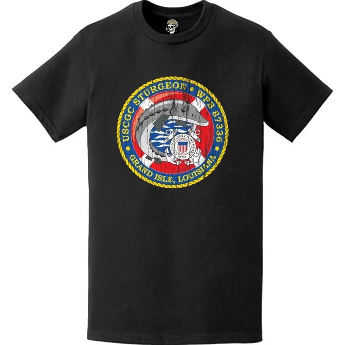 Distressed USCGC Sturgeon (WPB-87336) Ship's Crest Emblem Logo T-Shirt Tactically Acquired   