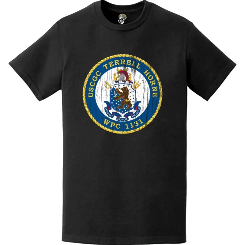 Distressed USCGC Terrell Horne (WPC-1131) Ship's Crest Emblem Logo T-Shirt