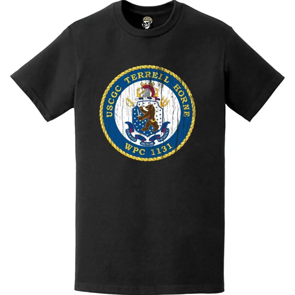 Distressed USCGC Terrell Horne (WPC-1131) Ship's Crest Emblem Logo T-Shirt Tactically Acquired   