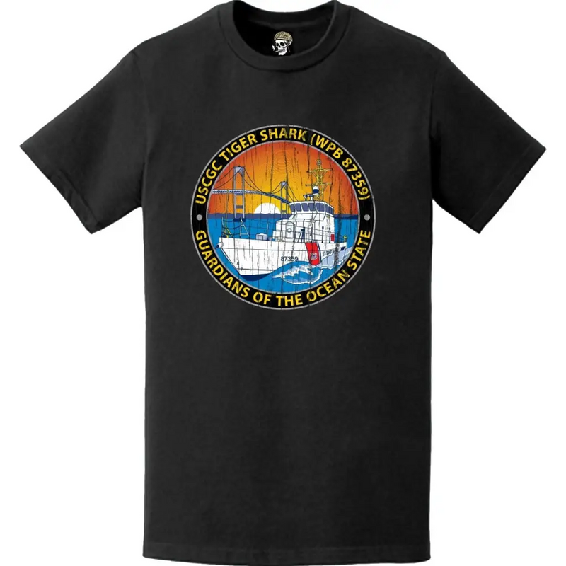 Distressed USCGC Tiger Shark (WPB-87359) Ship's Crest Emblem Logo T-Shirt