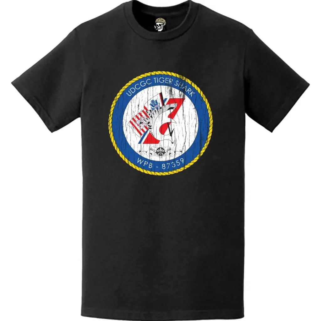 Distressed USCGC Tiger Shark (WPB-87359) Ship's Crest Logo T-Shirt