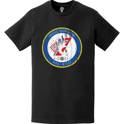 Distressed USCGC Tiger Shark (WPB-87359) Ship's Crest Logo T-Shirt Tactically Acquired   