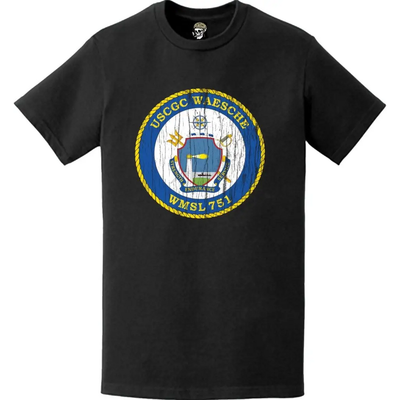 Distressed USCGC Waesche (WMSL-751) Ship's Crest Emblem Logo T-Shirt