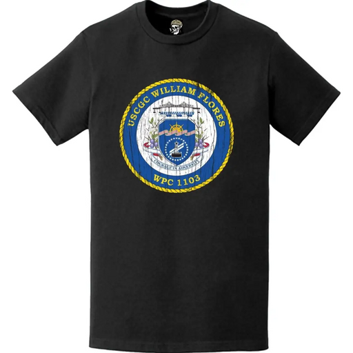Distressed USCGC William Flores (WPC-1103) Ship's Crest Emblem Logo T-Shirt Tactically Acquired   