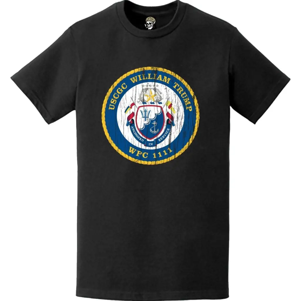 Distressed USCGC William Trump (WPC-1111) Ship's Crest Emblem Logo T-Shirt Tactically Acquired   