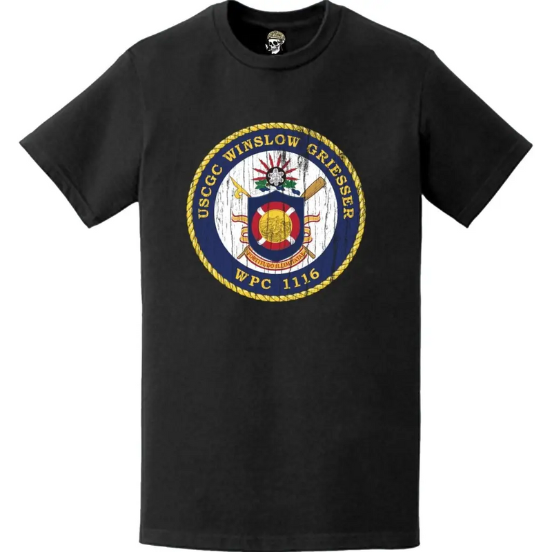 Distressed USCGC Winslow Griesser (WPC-1116) Ship's Crest Emblem Logo T-Shirt