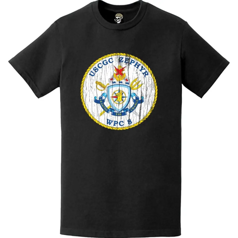 Distressed USCGC Zephyr (WPC-8) Ship's Crest Emblem Logo T-Shirt