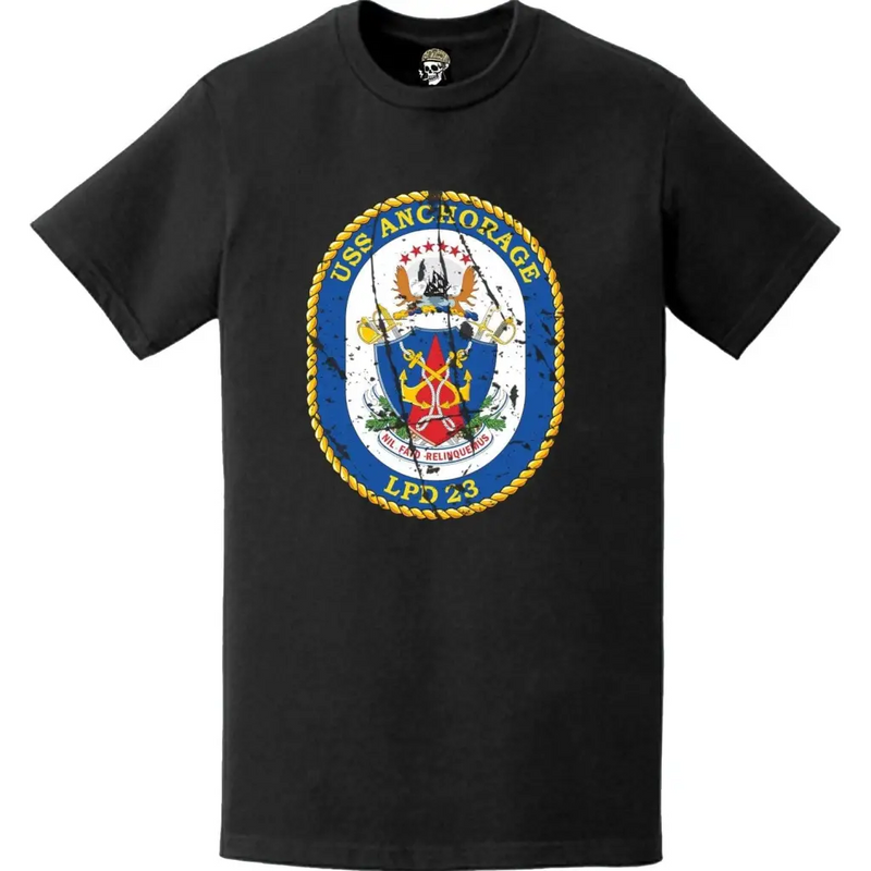 Distressed USS Anchorage (LPD-23) Ship's Crest Emblem T-Shirt