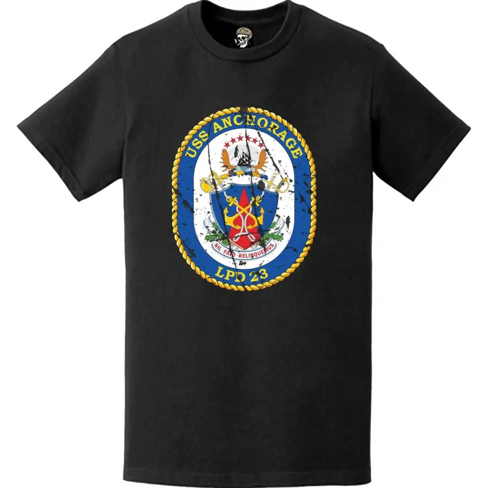 Distressed USS Anchorage (LPD-23) Ship's Crest Emblem T-Shirt Tactically Acquired   