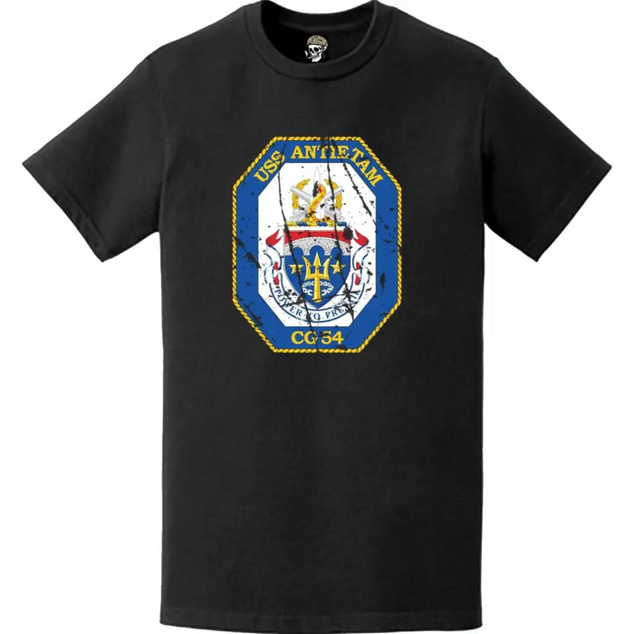 Distressed USS Antietam (CG-54) Ship's Crest Logo T-Shirt Tactically Acquired   