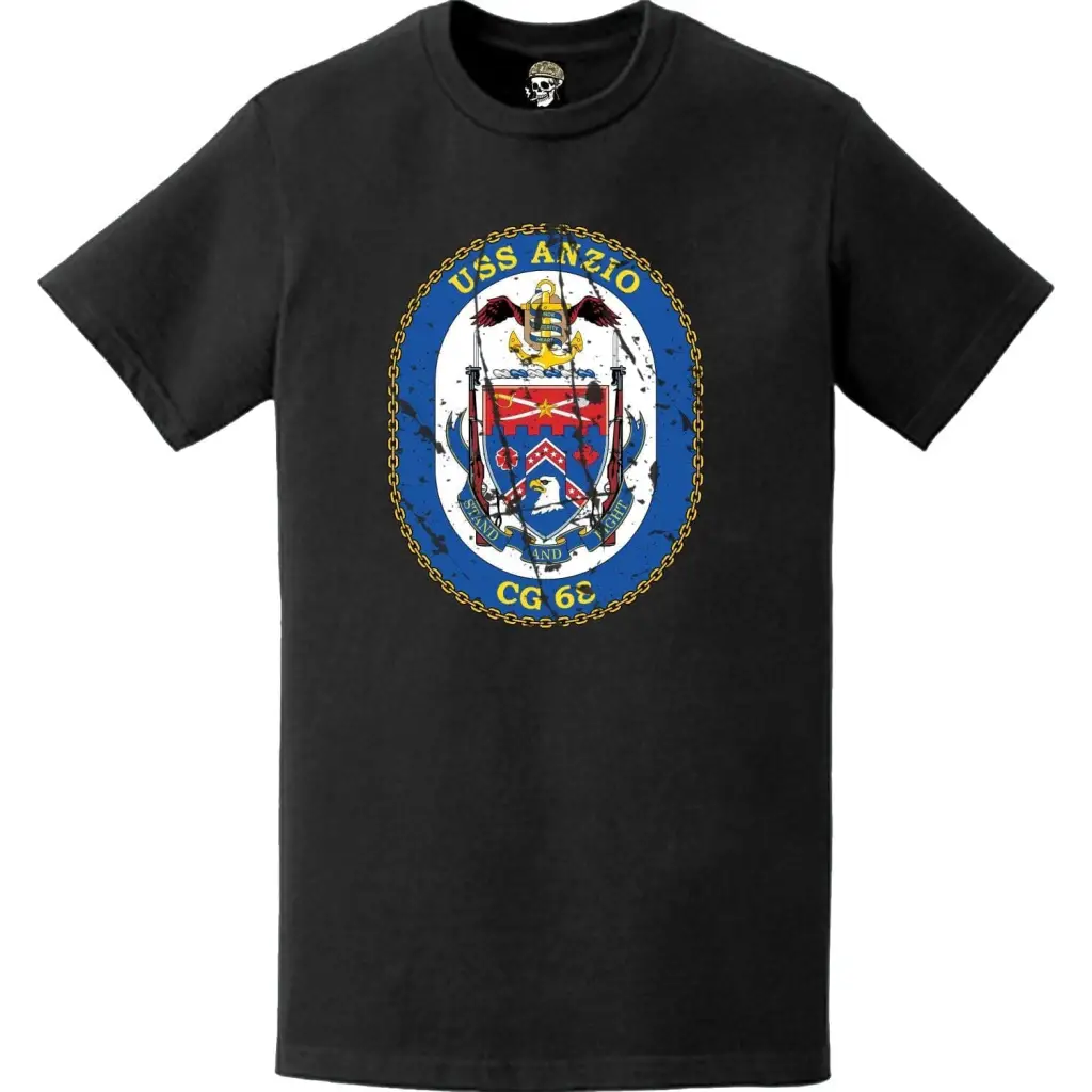 Distressed USS Anzio (CG-68) Ship's Crest Logo T-Shirt Tactically Acquired   