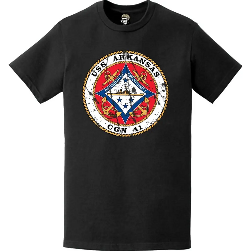Distressed USS Arkansas (CGN-41) Logo Emblem T-Shirt