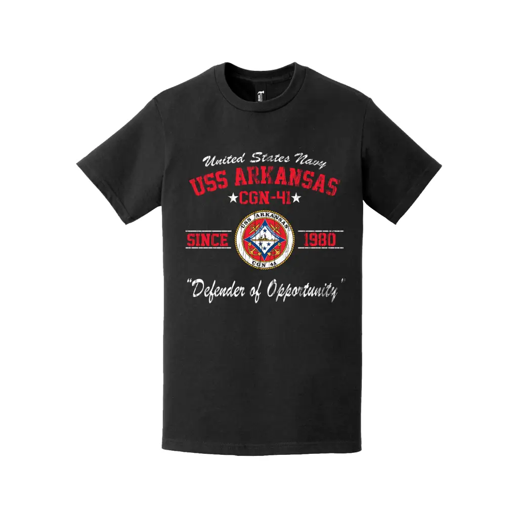 Distressed USS Arkansas (CGN-41) Since 1980 Ship Legacy T-Shirt Tactically Acquired   