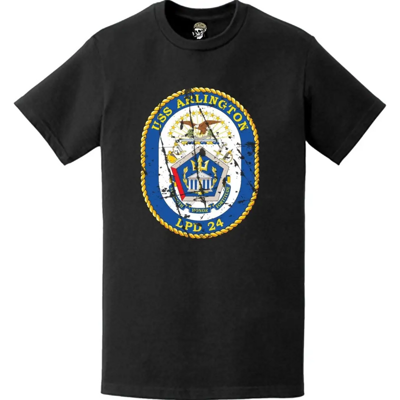 Distressed USS Arlington (LPD-24) Ship's Crest Emblem T-Shirt