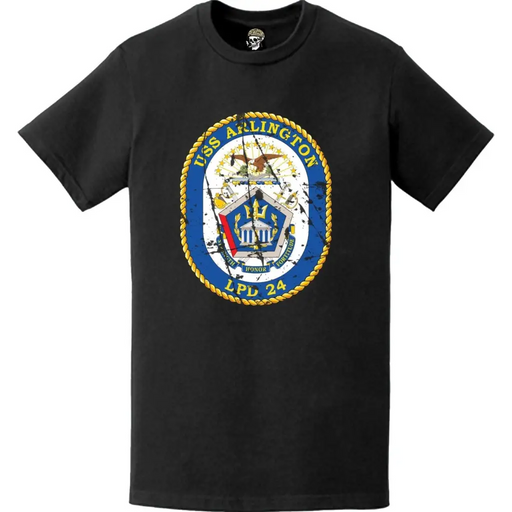 Distressed USS Arlington (LPD-24) Ship's Crest Emblem T-Shirt Tactically Acquired   