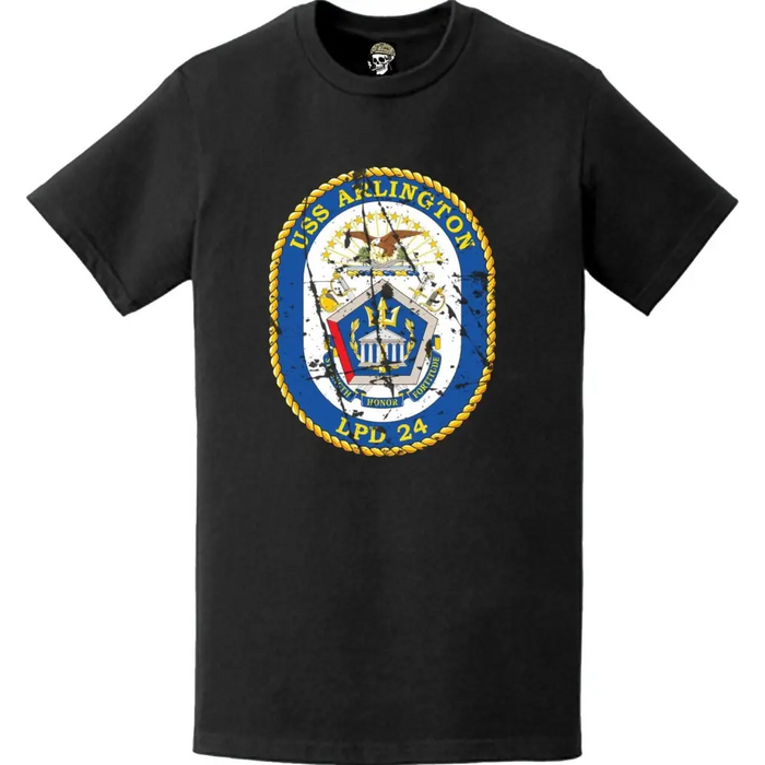 Distressed USS Arlington (LPD-24) Ship's Crest Emblem T-Shirt Tactically Acquired   