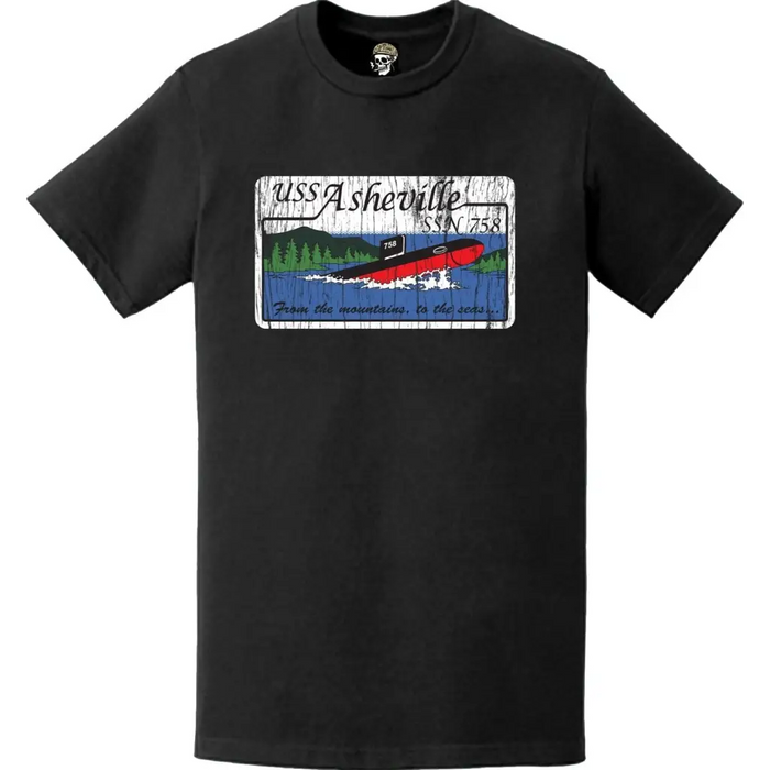 Distressed USS Asheville (SSN-758) Logo T-Shirt Tactically Acquired   