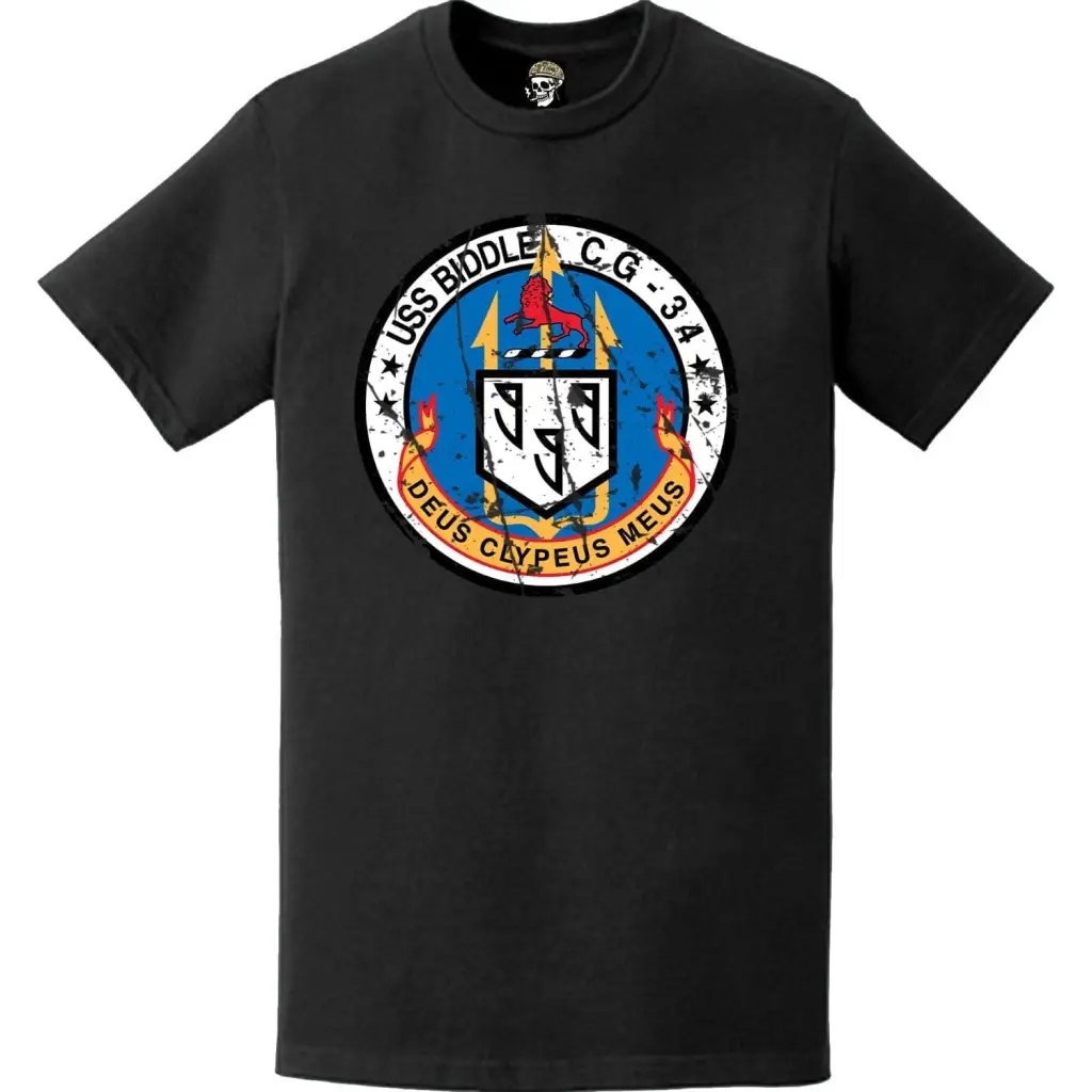 Distressed USS Biddle (CG-34) Ship's Crest Logo T-Shirt Tactically Acquired   