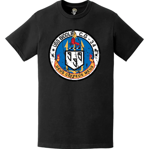 Distressed USS Biddle (CG-34) Ship's Crest Logo T-Shirt Tactically Acquired   