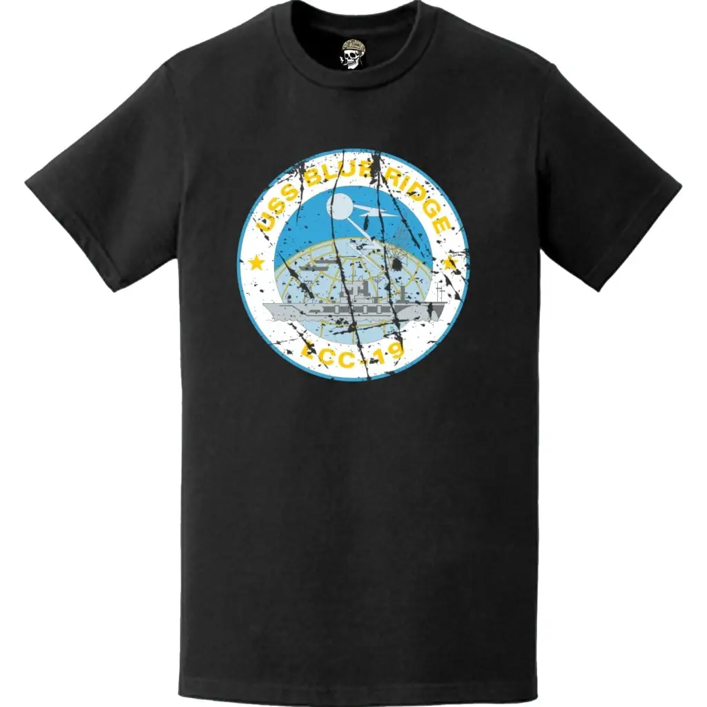 Distressed USS Blue Ridge (LCC-19) Ship's Crest Emblem T-Shirt Tactically Acquired   