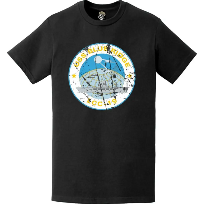 Distressed USS Blue Ridge (LCC-19) Ship's Crest Emblem T-Shirt Tactically Acquired   