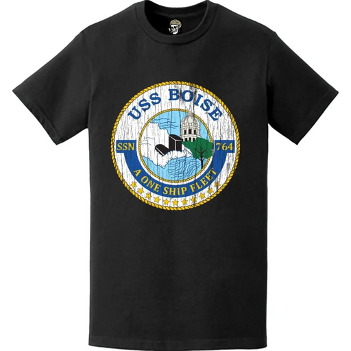 Distressed USS Boise (SSN-764) Logo T-Shirt Tactically Acquired   