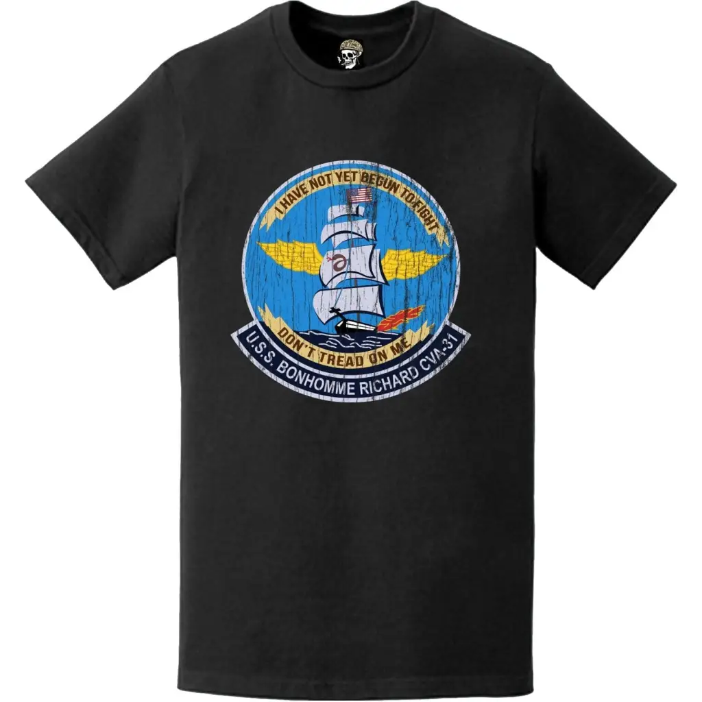 Distressed USS Bon Homme Richard (CVA-31) Logo T-Shirt Tactically Acquired   