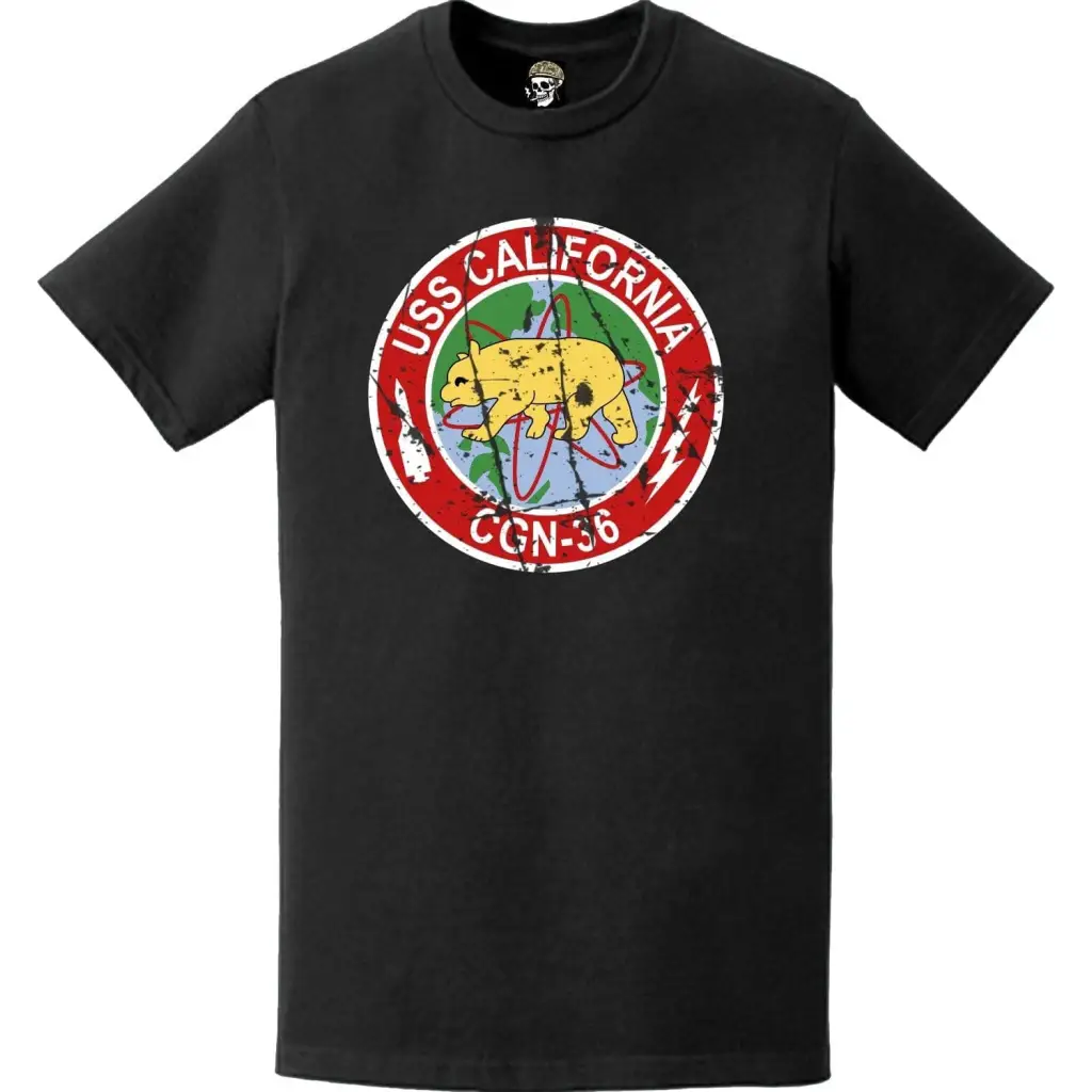 Distressed USS California (CGN-36) Ship's Crest Logo T-Shirt Tactically Acquired   