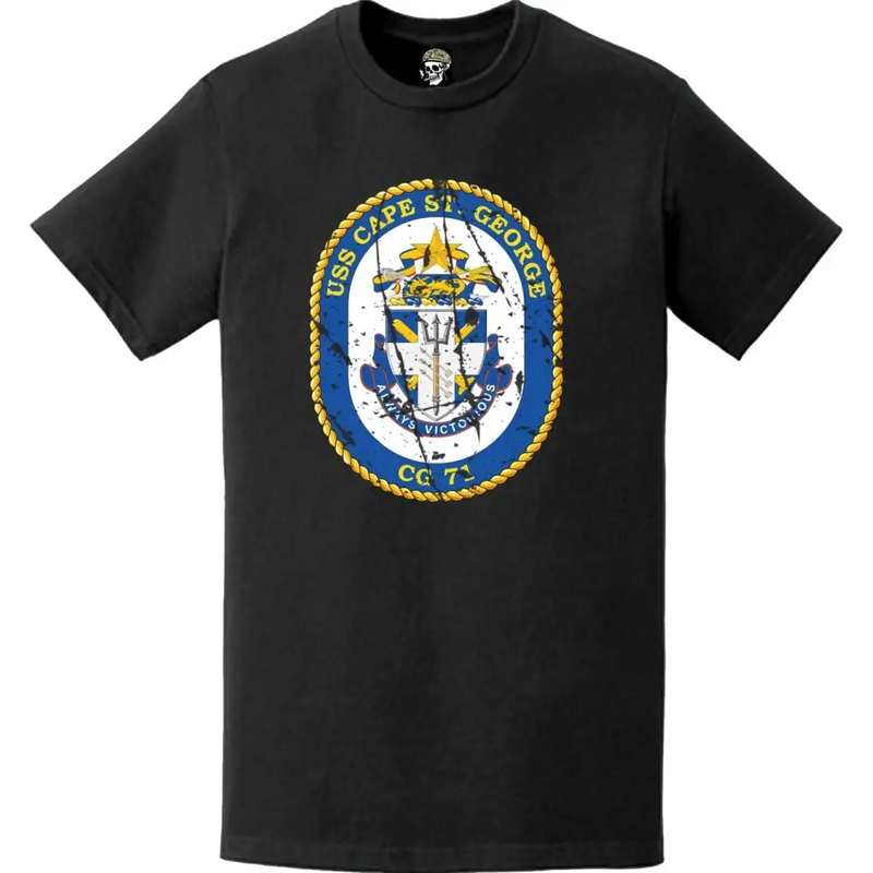 Distressed USS Cape St. George (CG-71) Ship's Crest Logo T-Shirt